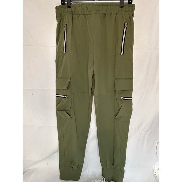 Men's XXL Olive Jogger Pants EUC Zipper Cargo Cotton Blend - Picture 1 of 5